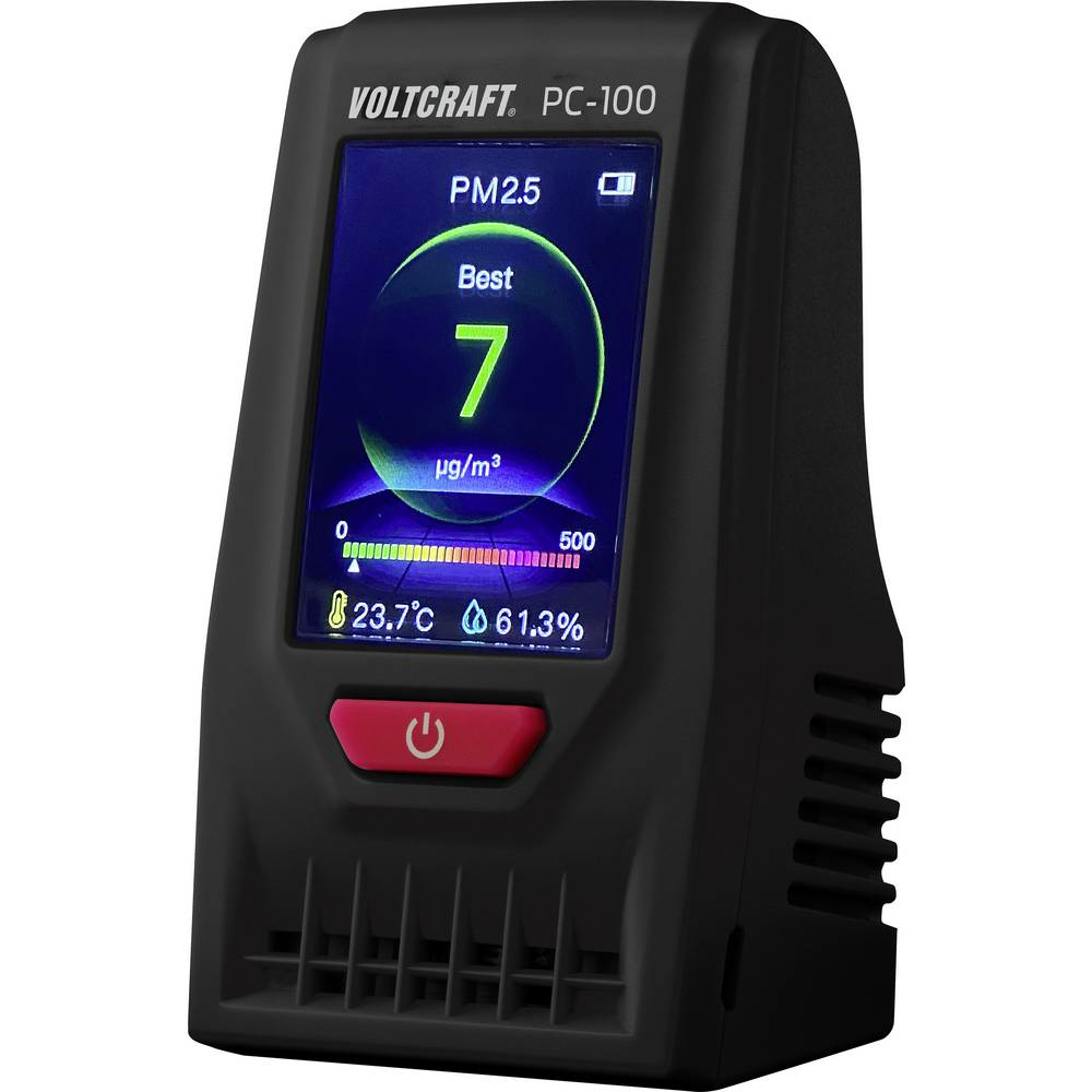 VOLTCRAFT PC-100 Feinstaub Messgerät Luftpartikel Luftfeuchtigkeit Temperatur