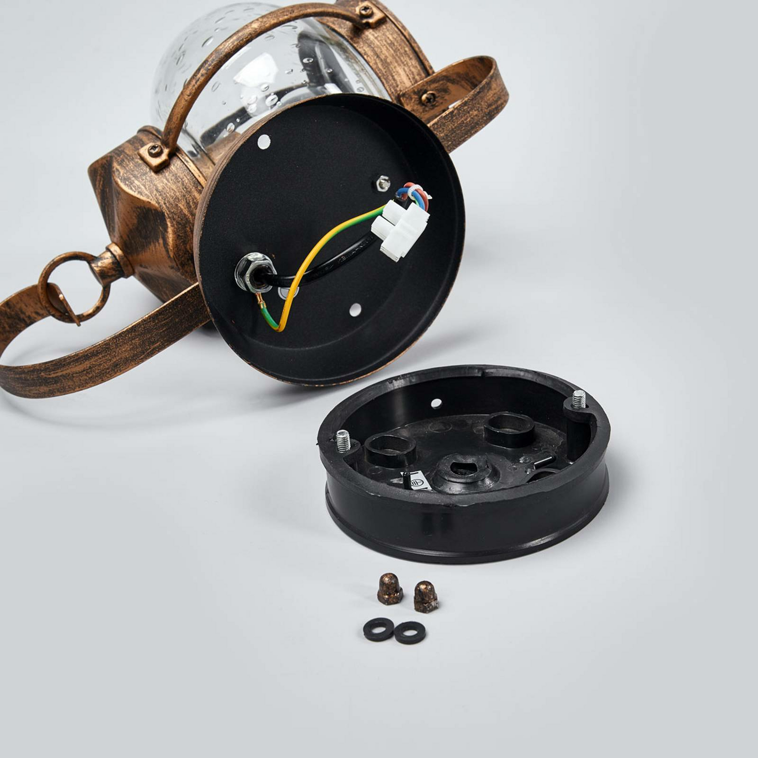 B-Ware Außenwandleuchte Margerite Außenlampe Lampe Leuchte Blasenglas E27 Braun Gold917