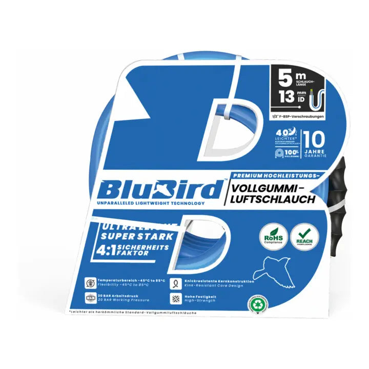B-Ware Riegler Werkstattschlauch Set Druckluftschlauch Blubird Sicherheitskupplung 5 M - 4047322806367