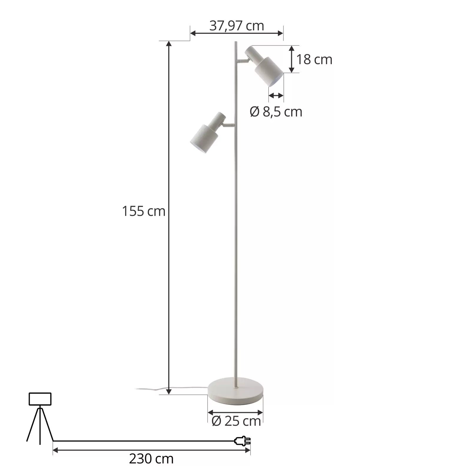 Lindby Stehleuchte Ovelia beige Eisen Stehlampe Lampe Leuchte Spot Leselampe E27 - 4251911774948