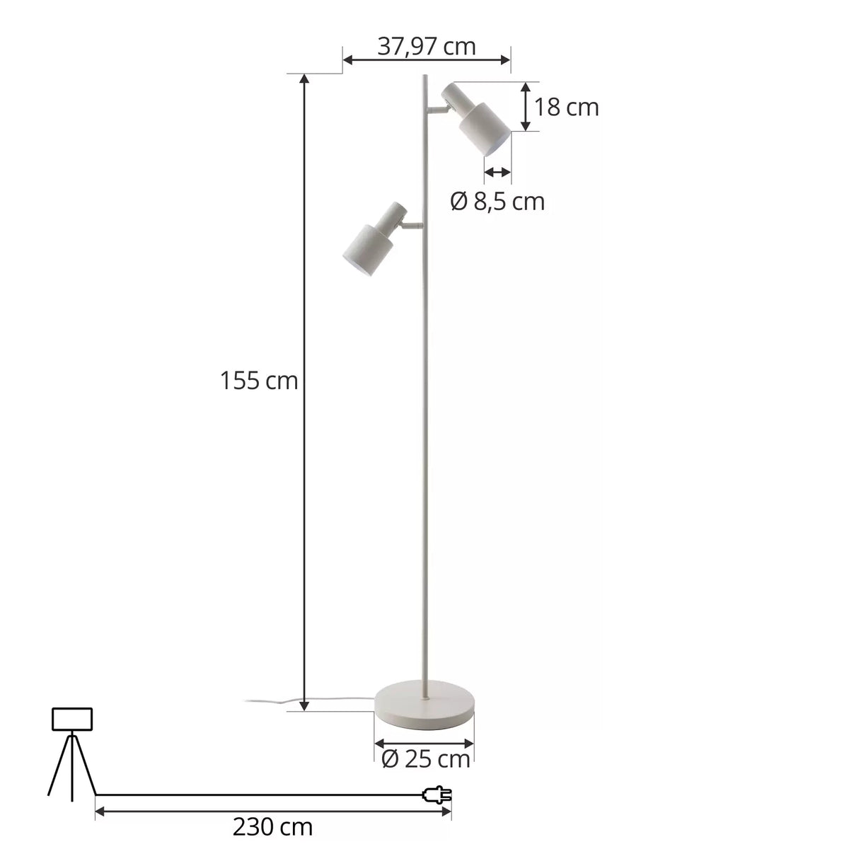 Lindby Stehleuchte Ovelia beige Eisen Stehlampe Lampe Leuchte Spot Leselampe E27 - 4251911774948
