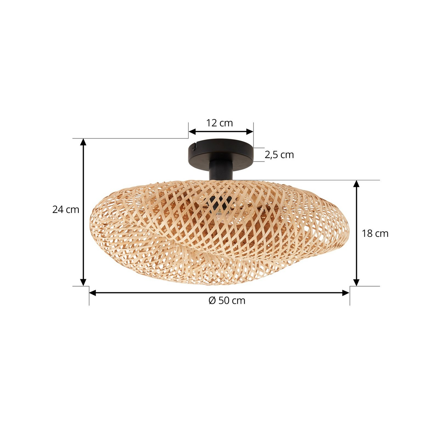B-Ware Lindby Deckenleuchte Eleane Bambus Natur ø 50 Cm Deckenlampe Lampe Leuchte Spot