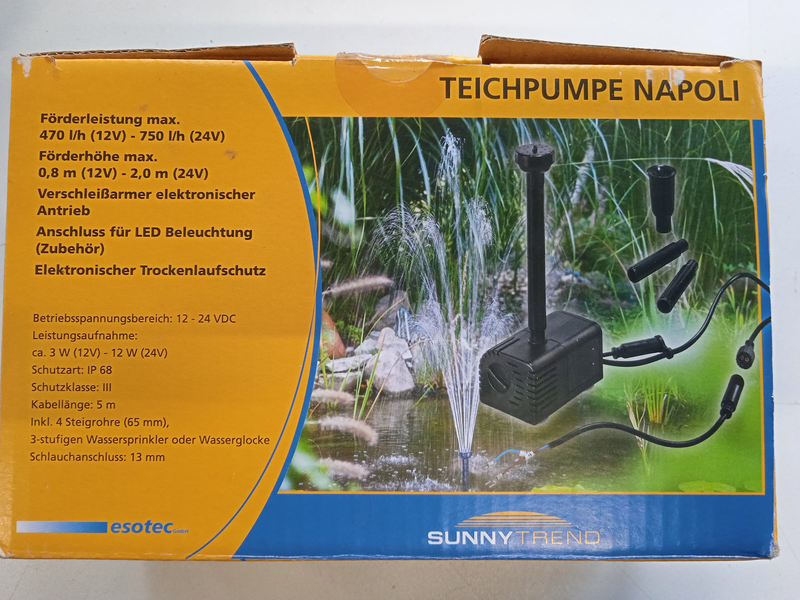 Esotec Napoli 101757 Solar-Pumpe Pumpe Teichpumpe Wasserpumpe Teich Düse 750 l/h