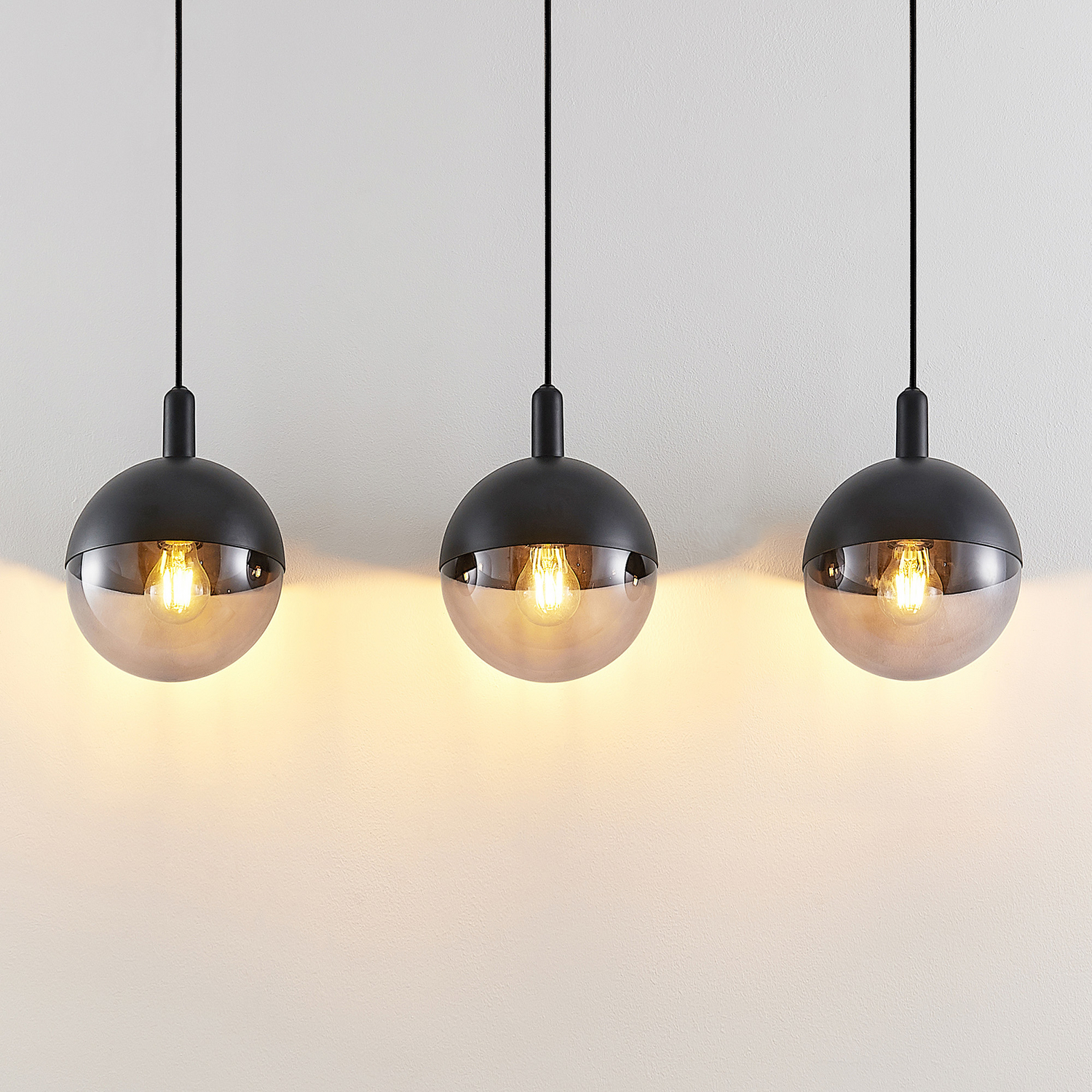 Suspension Lucande Dustian, plafonnier à 3 lumières, 90 cm, qualité B