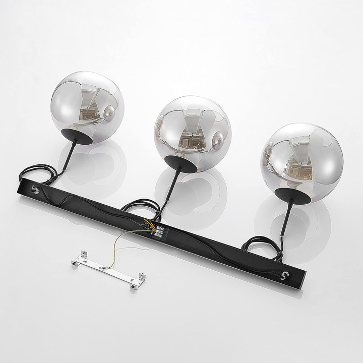 Lindby Yela Glas-Hängeleuchte Lampe Leuchte Deckenlampe dreiflammig rauchgrau
