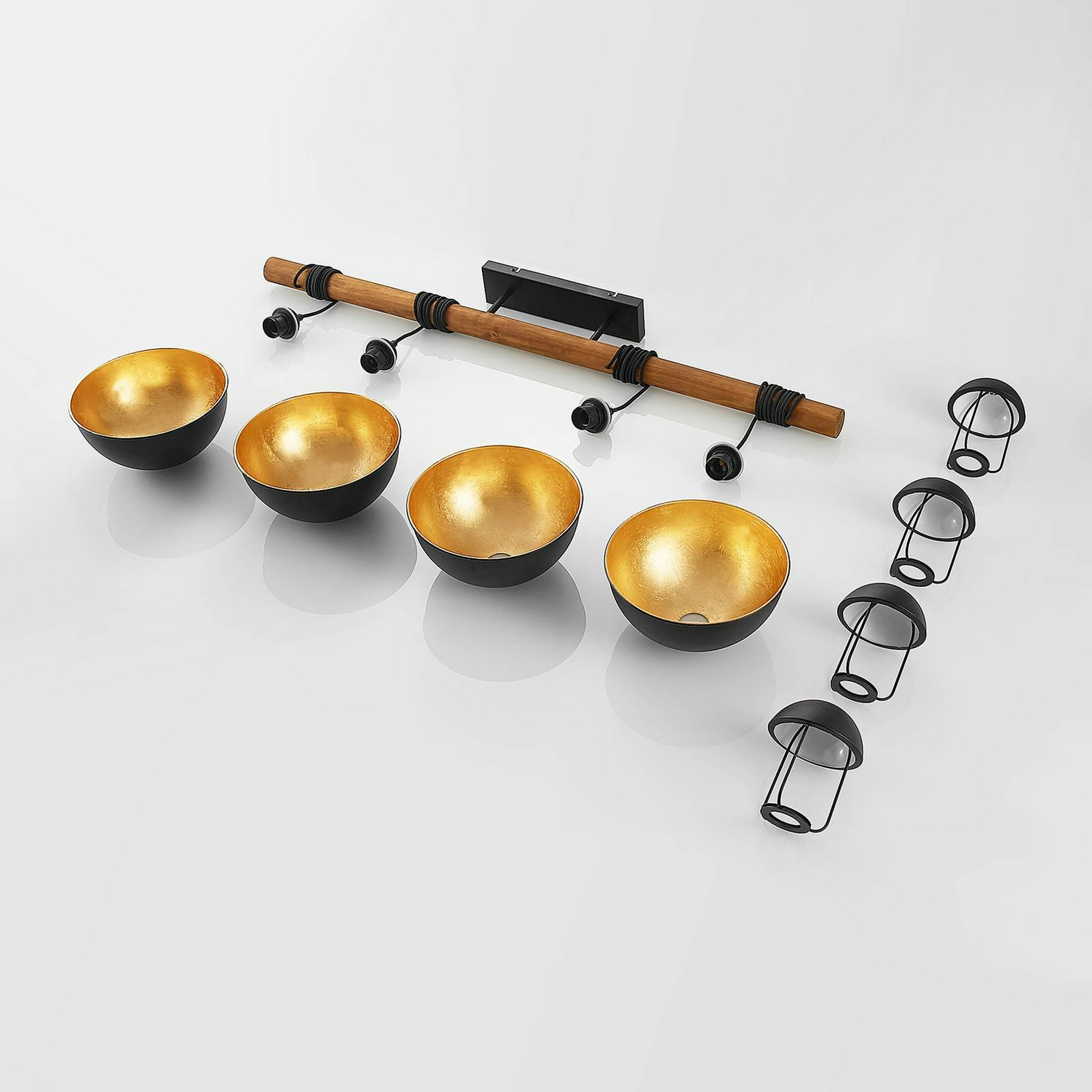 Lindby Bamila Hängeleuchte Hängeleuchte Lampe Leuchte Metall Holz 4 Flammig 987 B-Ware - 4251911719680