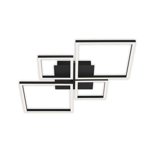 Plafonnier LED Briloner de qualité B, luminaire de plafond, structure de lampe, LED à intensité variable par paliers, 4 lumières, noir 934