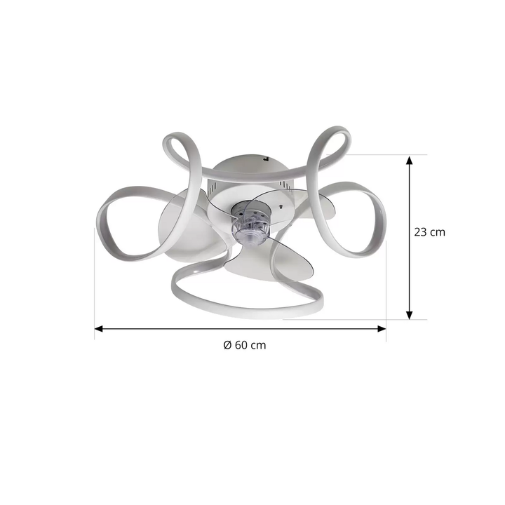 Lindby LED-Deckenventilator Lomata, weiß leise Ø 23 cm Ventilator Deckenlampe