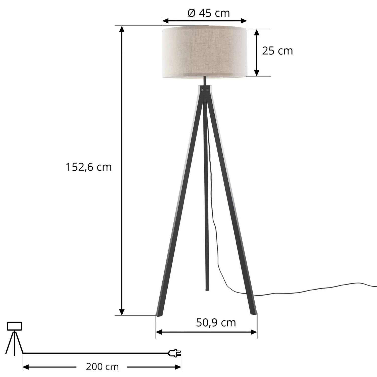 B-Ware Lindby Herry Stehleuchte Stehlampe Standleuchte Lampe Stoffschirm Schwarz W824