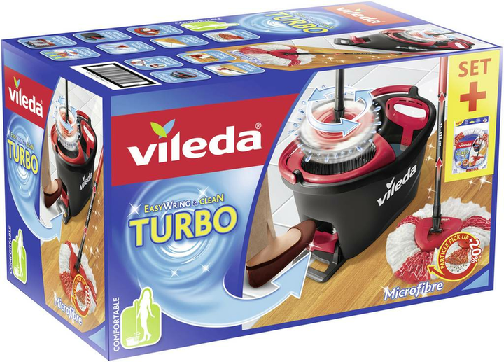 Vileda TURBO BOX Powerschleuder Bodenwischer Flachwischer Wisch inkl. Ersatzkopf