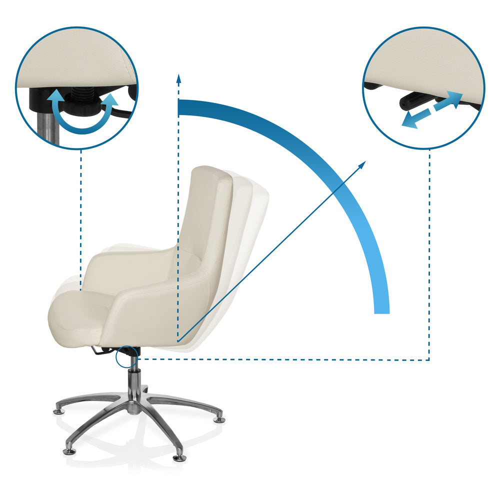 hjh OFFICE Loungechair Relaxsessel Bürostuhl Kunstleder cremeweiß SHAKE 300 - 4260284086671