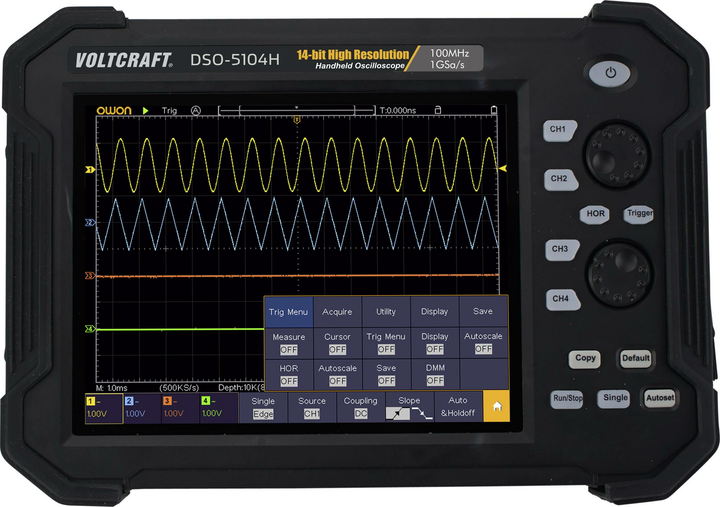 VOLTCRAFT Hand-Oszilloskop 100 MHz 4-Kanal 1 GSa/s 40Mpts 14Bit Digital-Speicher