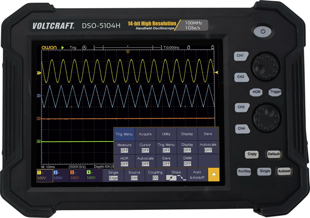 Voltcraft Hand Oszilloskop 100 M Hz 4 Kanal 1 G Sa/S 40 Mpts 14 Bit Digital Speicher B-Ware