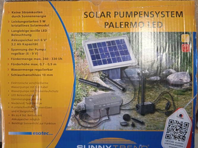Esotec Palermo Led 101775 Solar Pumpenset Teichpumpe Wasserspiel 330 L/H    B-Ware