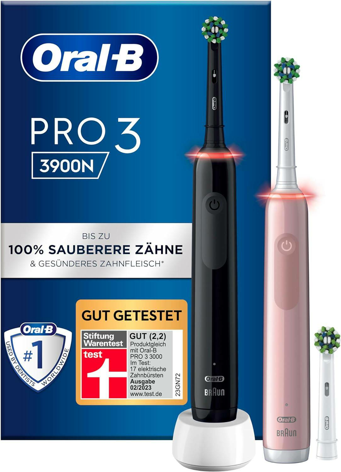B-Ware Oral B Pro3 Elektrische Zahnbürste Schallzahnbürste Zahn Bürste Schwarz Rose