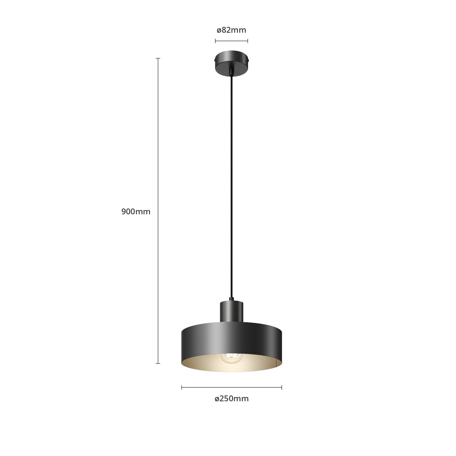Hängeleuchte Lampe Leuchte Hängelampe Deckenlampe Rif aus Metall schwarz Ø 25 cm - 5902335263974