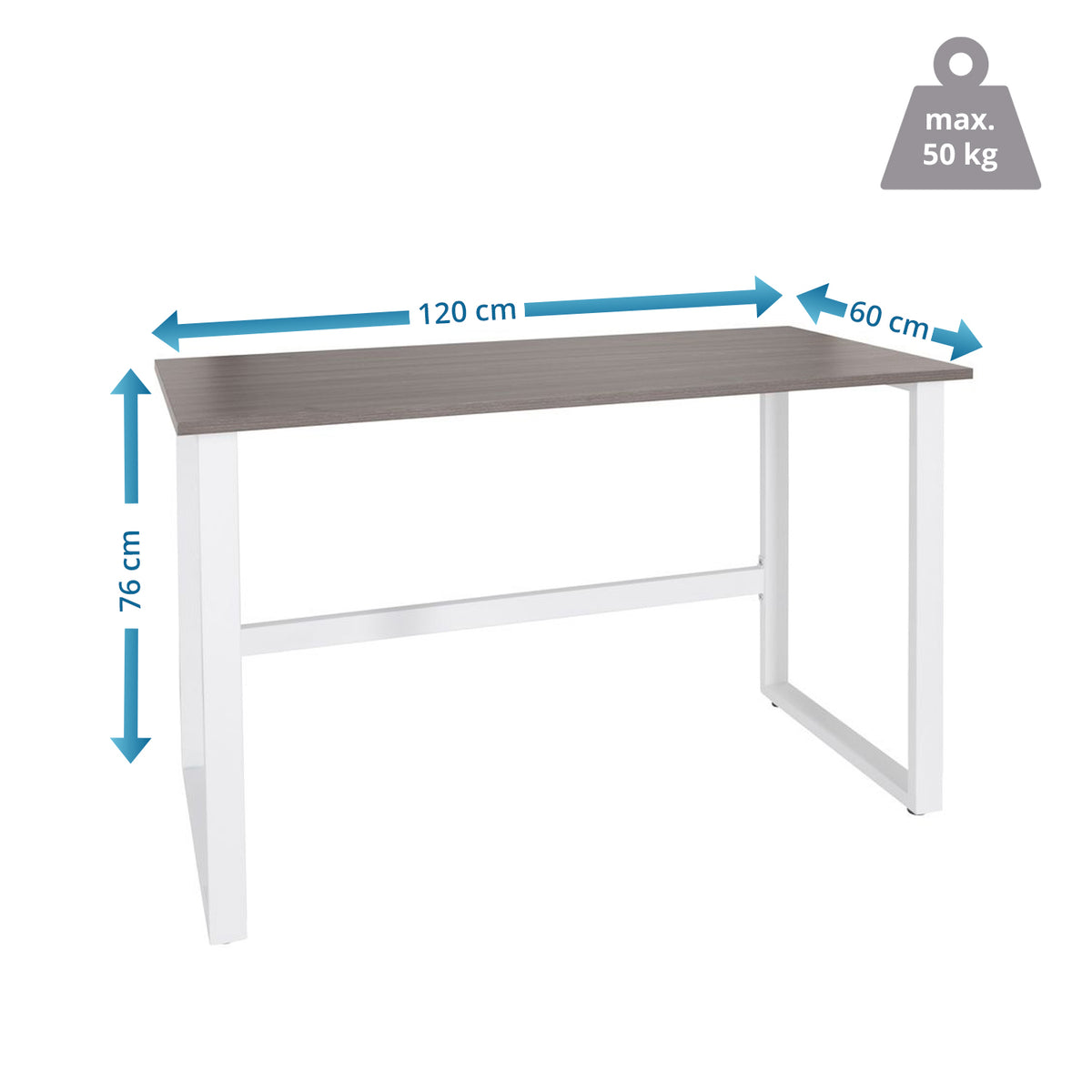 hjh OFFICE Schreibtisch Tisch Arbeitsplatz 120x60 cm grau weiß - 4064323014218