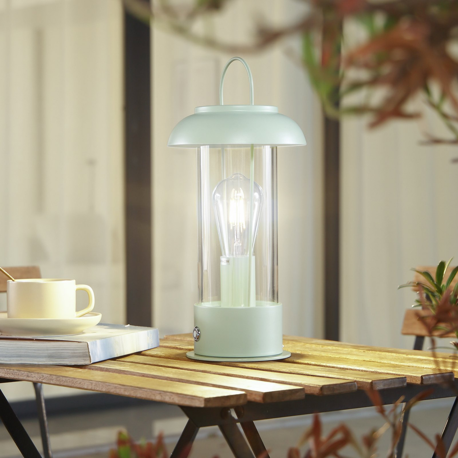 Lampe de table acoustique verte Lindby Yvette, lampe de table à variateur tactile IP44 