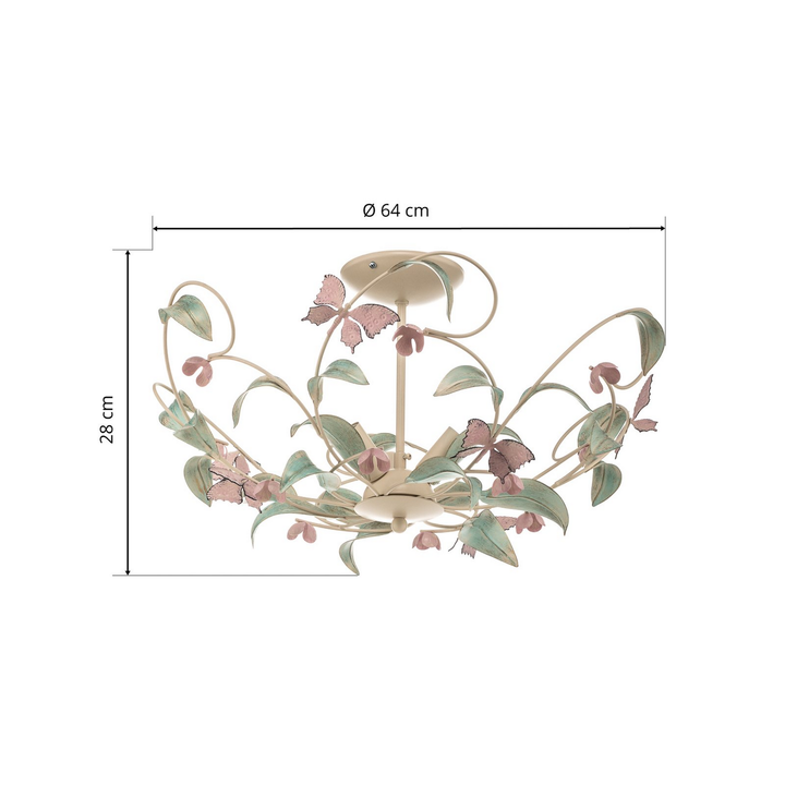 Euluna Deckenlampe Butterfly Deckenlampe Deko Deckenlicht Weiß Grün Rosa 3 Flg B-Ware