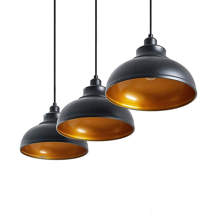 Lindby Emna Pendelleuchte Deckenlampe Hängeleuchte E27 dreiflammig schwarz gold
