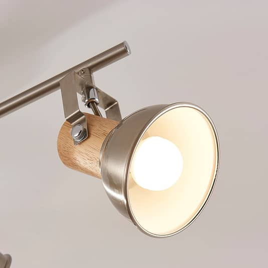 Lindby LED-Deckenleuchte Dennis mit Holz Deckenlampe Deckenlicht Leuchte Lampe