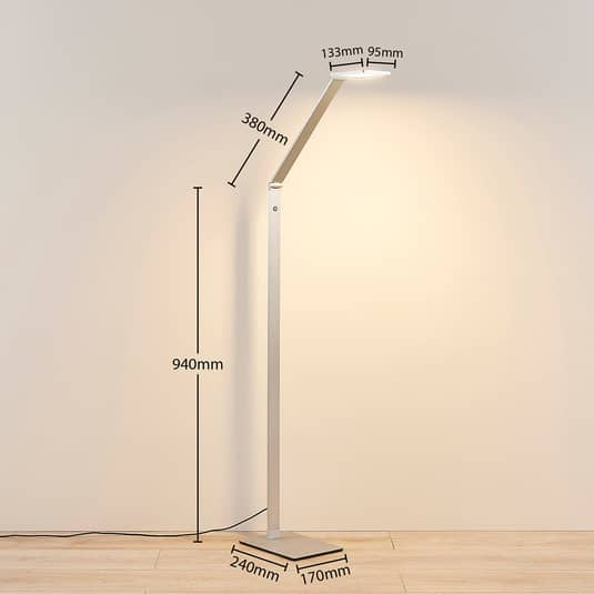 Lucande LED-Stehleuchte Resi mit Dimmer Stehlampe Lampe Alu 8W