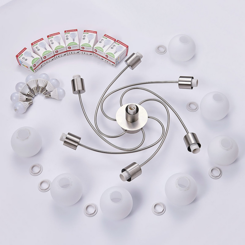 B-Ware Lindby Deckenlampe Deckenleuchte Ciala Glas Nickel E14 Siebenflammig796