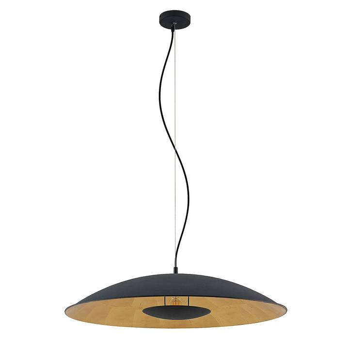 Lindby Narisara Hängeleuchte Hängelampe Lampe 1 flammig E27 Ø 80 cm schwarz gold