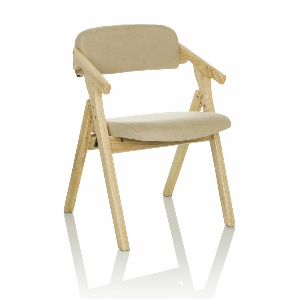 Hjh Office Besucherstuhl Klappstuhl Scandio Holzrahmen Beige Stoff  B-Ware