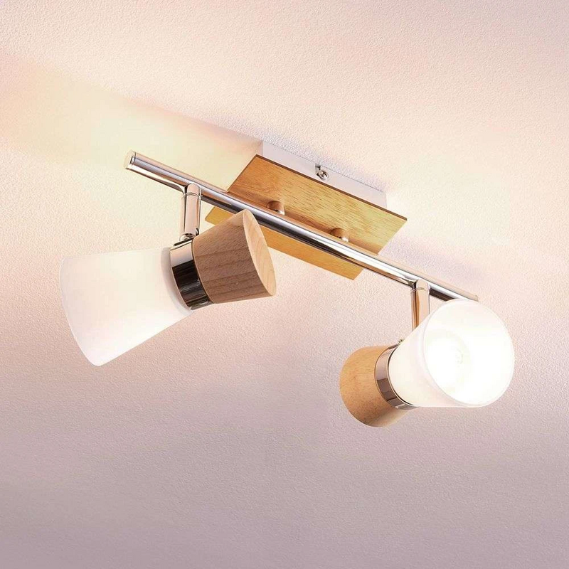 Lindby Holz-Deckenlampe Vivica Deckenlampe Wohnzimmerleuchte Deko-Deckenlicht