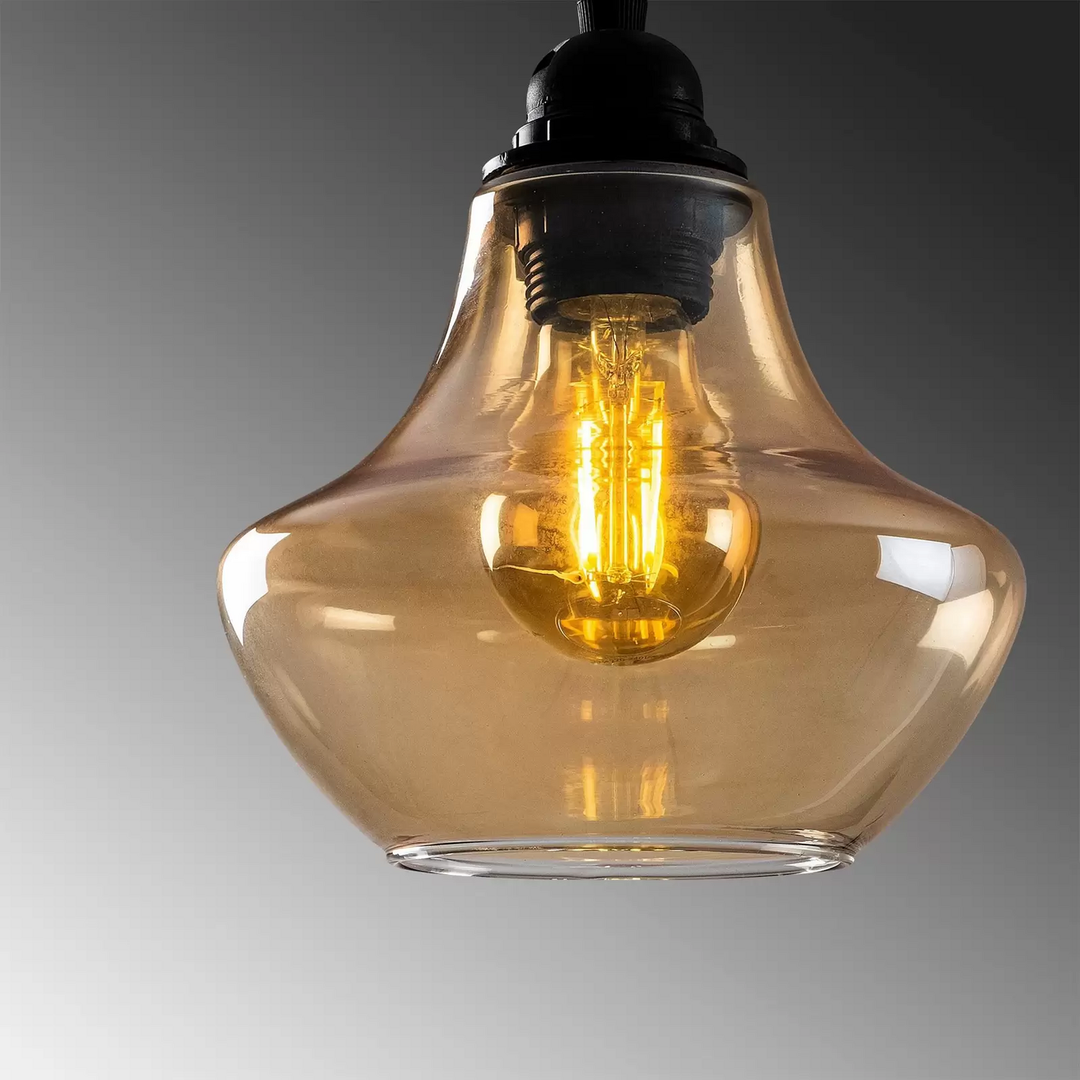Hängeleuchte Gold 052 Gold Transparent Glas 3 Flammig Lang Deckenlampe Lampe B-Ware - 8682870091313