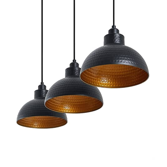 Lindby Zelotta Pendelleuchte 3-fl. schwarz Pendellampe Deckenlampe Deckenlicht