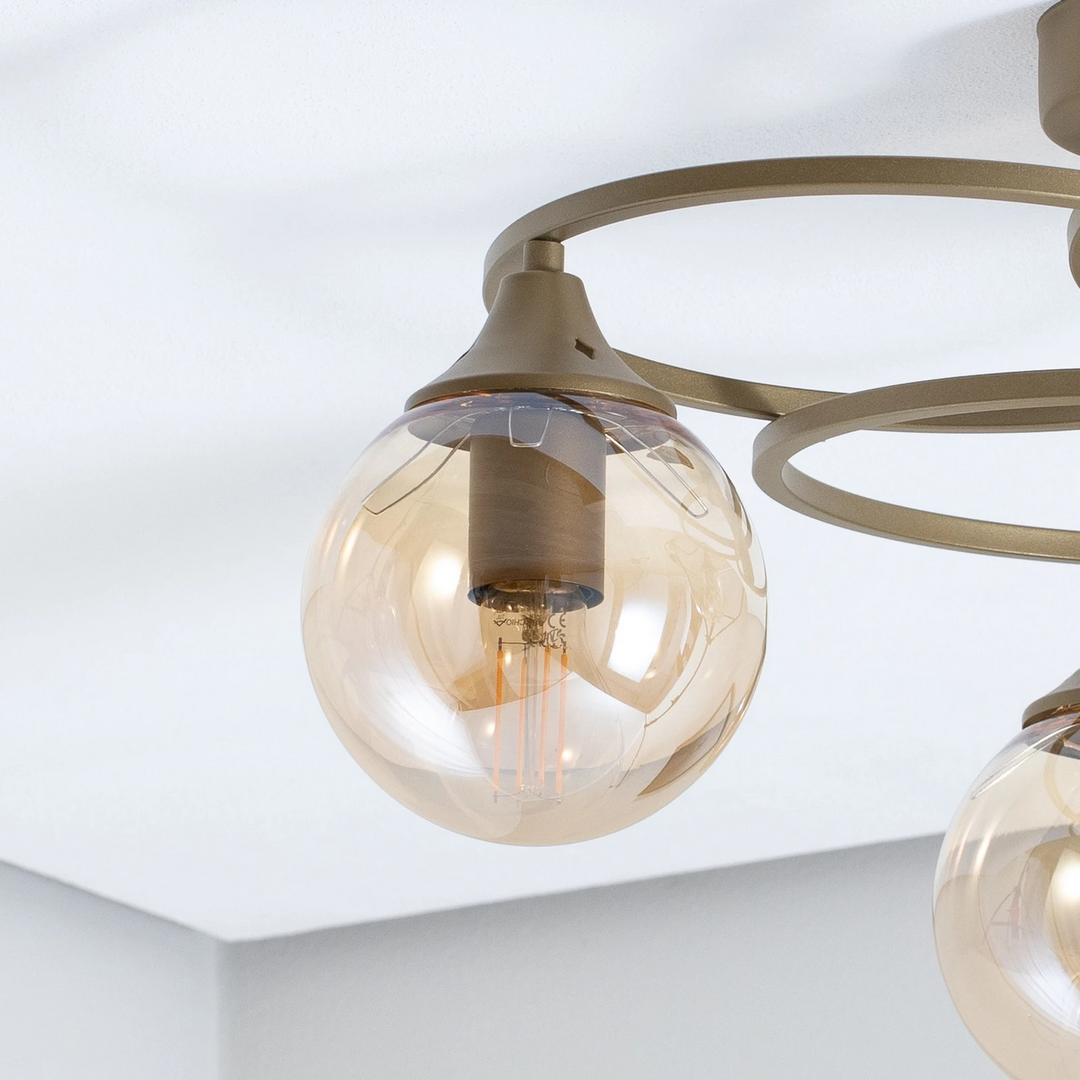 Binah Deckenlampe amber/antikgold Glas/Metall Deckenleuchte Lampe Licht