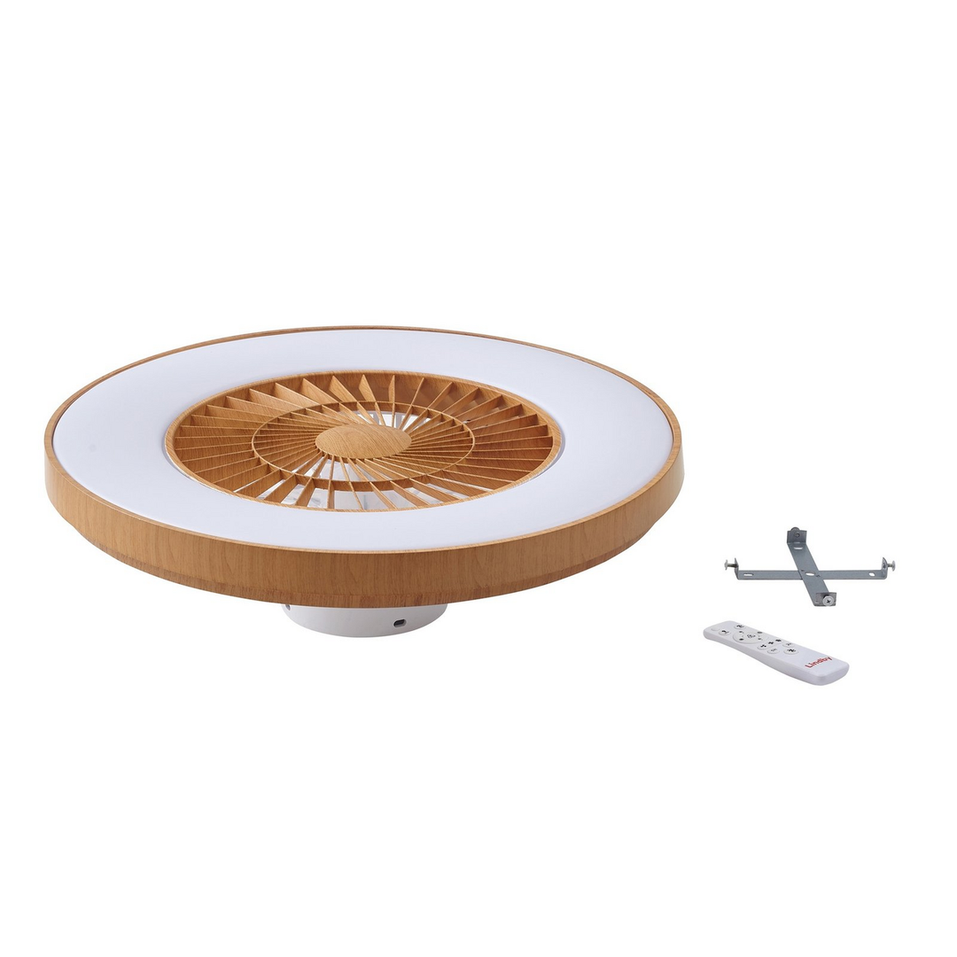 Lindby Led Deckenventilator Teleo Deckenventilator Venti Holzfarben Dc Leise Cct B-Ware