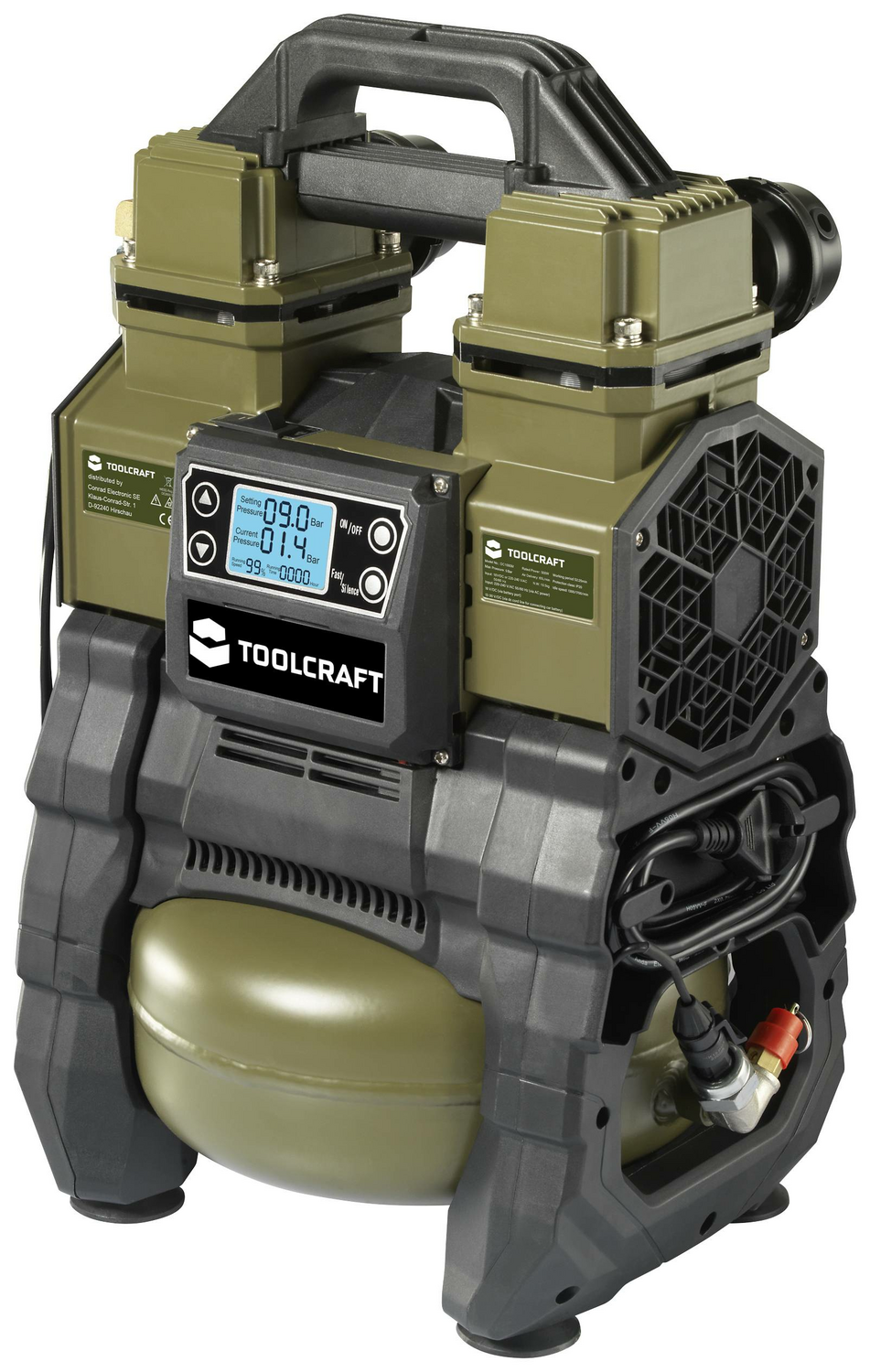 B-Ware Toolcraft Druckluftkompressor Druckluft Kompressor 9bar 65l/Min 5 Liter Behäl980