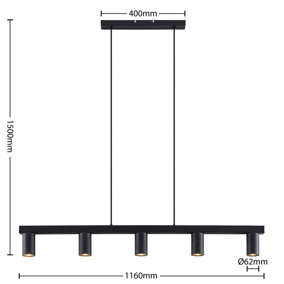Lindby Baliko Hängeleuchte Deckenlampe Lampe Pendelleuchte 5-flmg GU10 schwarz