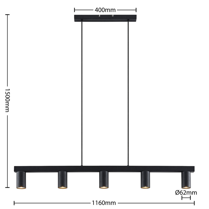 Lindby Baliko Hängeleuchte Deckenlampe Lampe Pendelleuchte 5-flmg GU10 schwarz