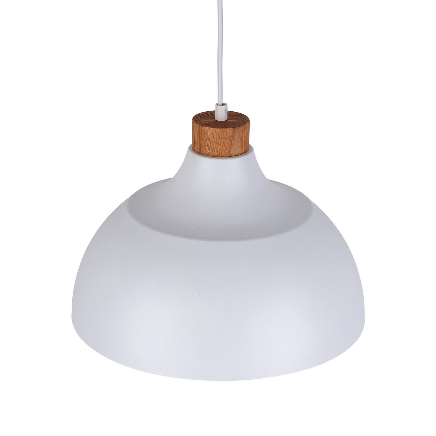 B-Ware Envostar Hängeleuchte Kaitt Holzdetail ø 34 Cm Weiß Hängelampe Lampe Leuchte