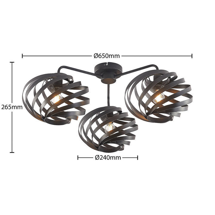 Lindby Niobano Deckenleuchte Deckenlampe Deckenlicht Lampe aus schwarzem Stahl