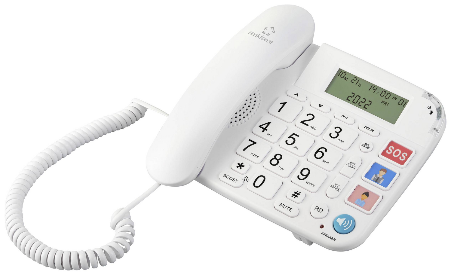 Téléphone filaire mains libres Renkforce RF DP 400 pour seniors, écran LCD 655 (produit de seconde main)