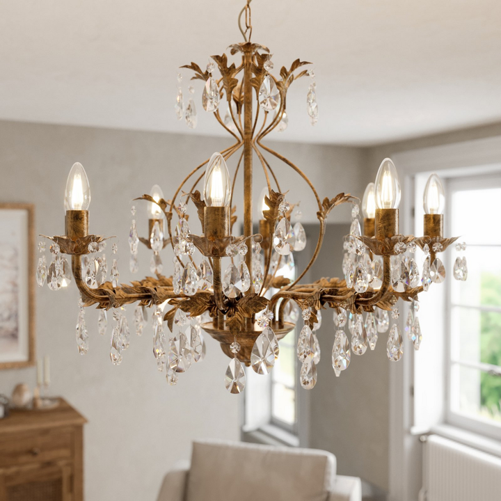 Euluna Kronleuchter Teresa Hängelampe Deckenlampe Lampe 8-flammig E14 Kristalle