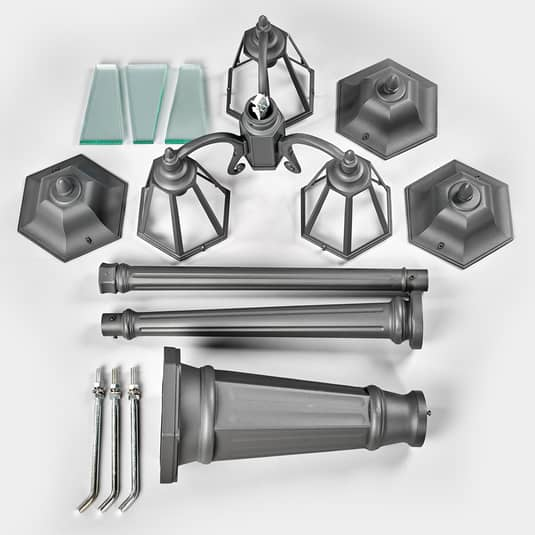 B-Ware Lindby 3 Flammiger Kandelaber Laterne Lampe Wegleuchte Leuchte Edana Grafitgrau