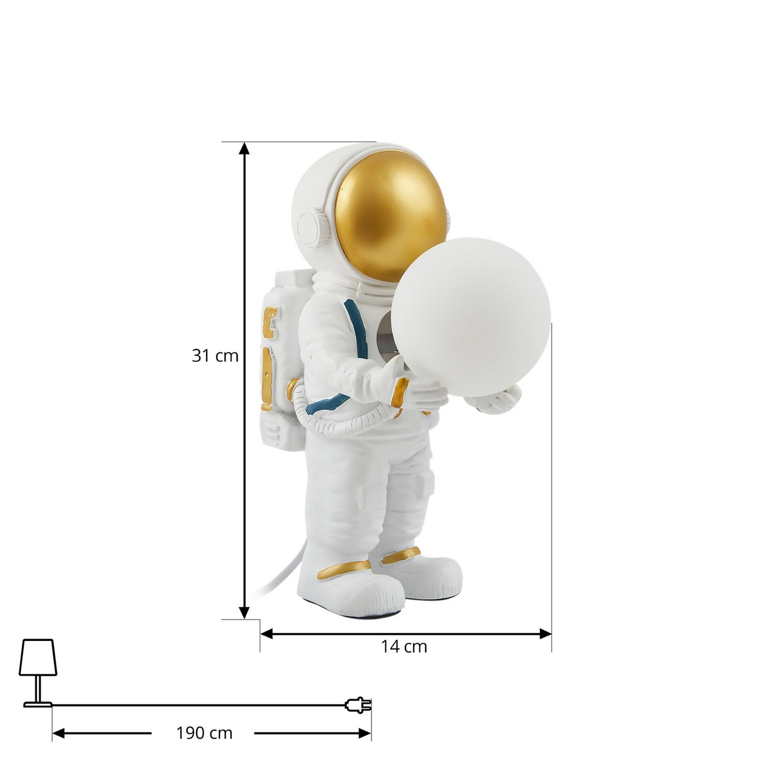 B-Ware Lindby Tischleuchte Kosmo Weiß Gold Keramik Glas Tischlampe Lampe Leuchte S842