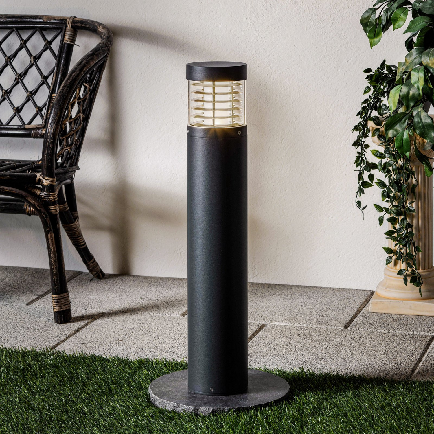 Lampe de jardin LED Lucande Gris Graphite Lucius - 65 cm de hauteur, 13 W, IP54