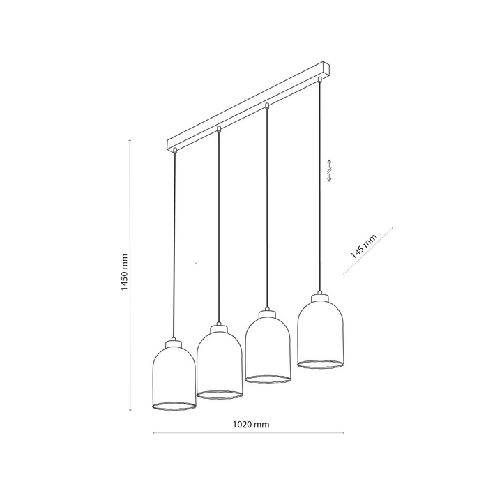 Glas-Hängeleuchte Satipo vierflammig transparent Deckenlampe Deckenleuchte Lampe