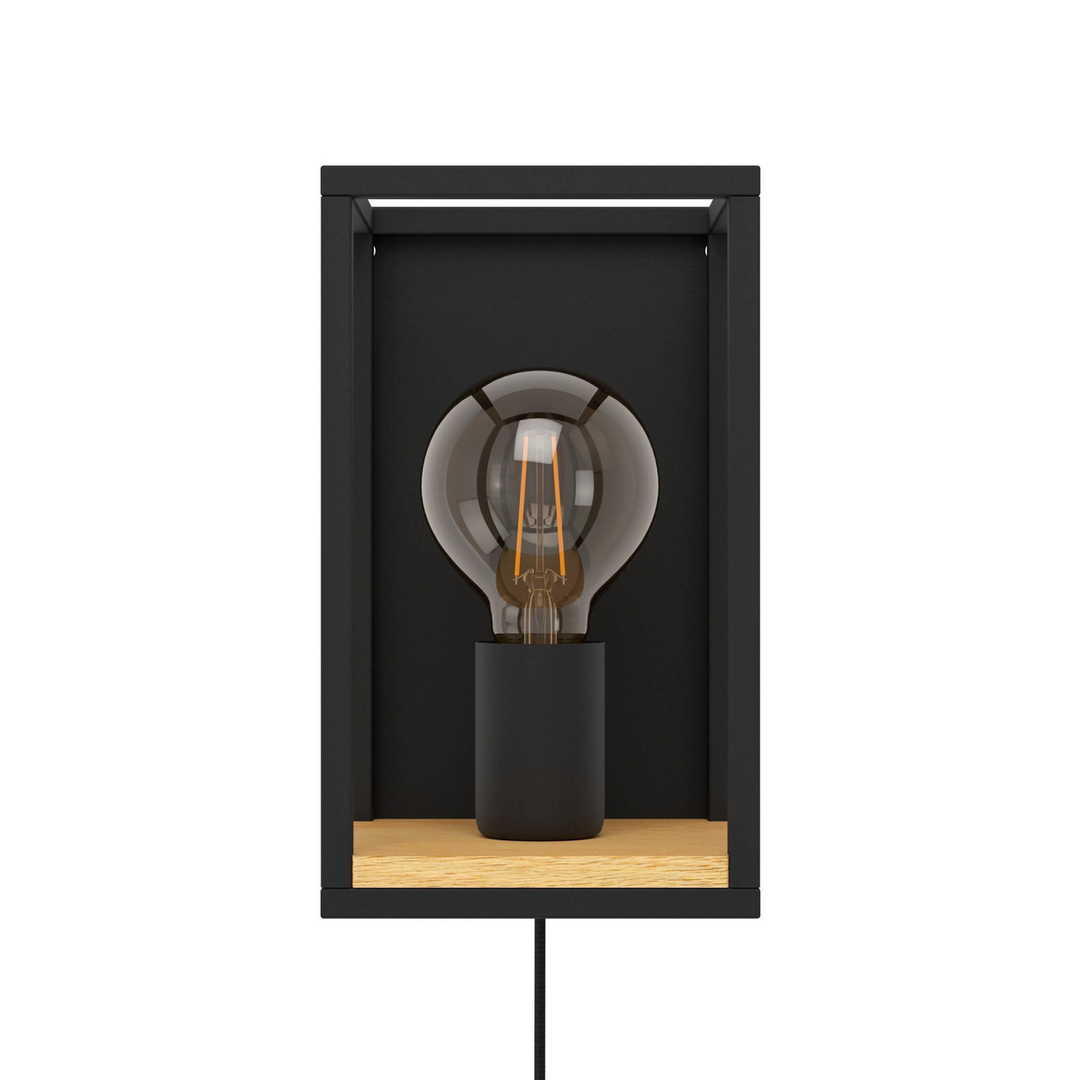 Eglo Wandleuchte Libertad Breite 14 Cm Schwarz Holz Stahl Wandlampe Lampe Spot B-Ware - 9002759997960