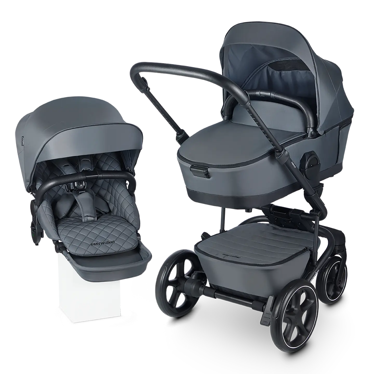 B-Ware Easywalker Set Harvey⁵ Premium Kombi Kinderwagen Mineral Grey Mit Wanne
