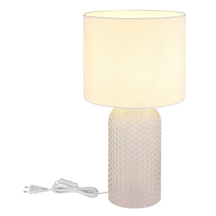 B-Ware Globo Tischleuchte Tischlampe Weiß Glas Textil Schalter Kabel E27 1x60 W 230 V - 9003371475546