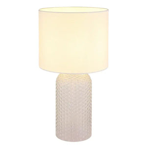 B-Ware Globo Tischleuchte Tischlampe Weiß Glas Textil Schalter Kabel E27 1x60 W 230 V