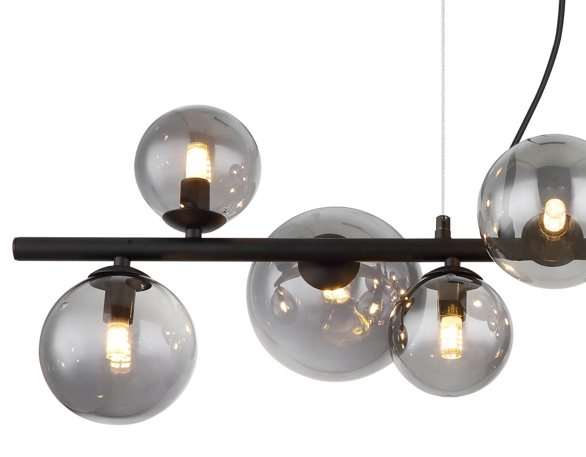 Globo Hängeleuchte Pendellampe RIHA Glas schwarz rauchfarben 9-flammig G9 LED - 9007371387038